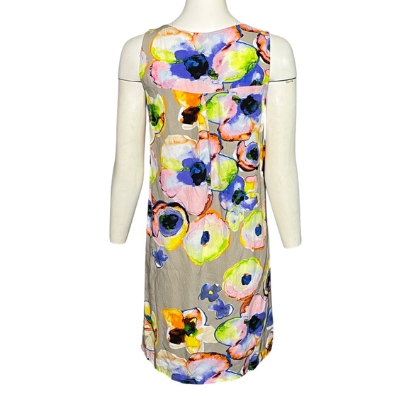 JAMS WORLD Mystic Pond Short JACKIE Shift Dress Taupe Cobalt Blue Size Small - Picture 4 of 7